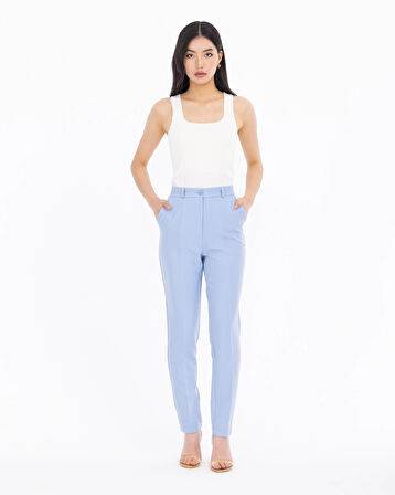 Yüksek Bel Klasik Kesim Pantolon-Mavi | 40