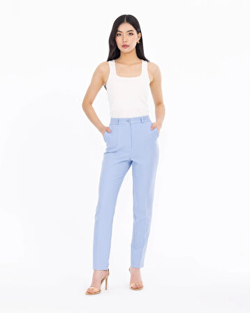 Yüksek Bel Klasik Kesim Pantolon-Mavi | 40