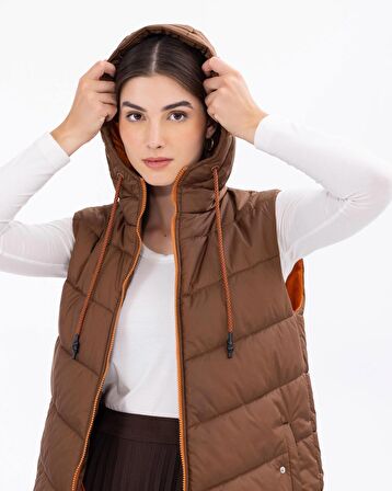 Scl Kapüşonlu Bakır Kadın Yelek 2321601001