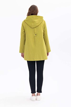 Galaxi Kadın Büyük Beden Kapüşonlu Fermuarlı Kap 1004 Oliv
