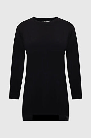 Kadın Örme Kumaş Basic Tunik - Siyah | M