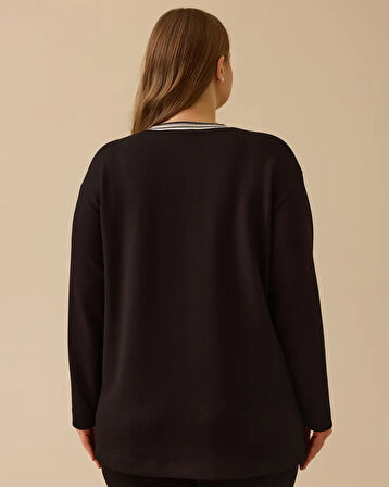 Gala-xi Kadın Büyük Beden Taş Detaylı Sweatshirt 10002512314002