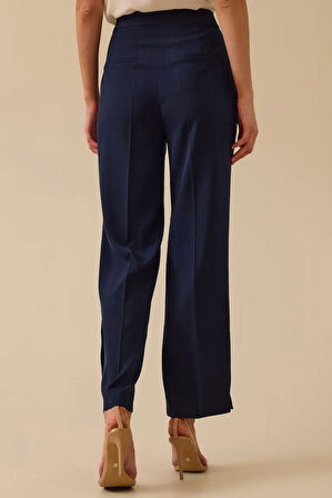 Kadın Paça Detaylı Cepli Düğmeli Pantolon - Lacivert | 38