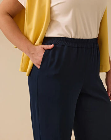 Büyük Beden Elastik Bel Geniş Paça Pantolon Gala-Xi