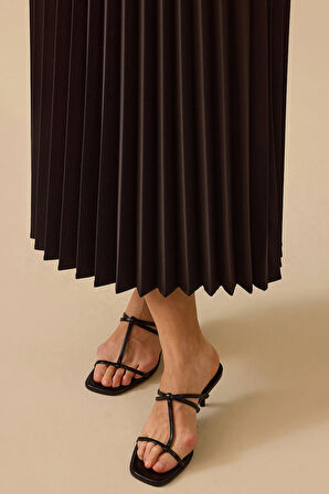 Seçil Kadın Elastik Bel Pliseli Etek 1011 Siyah