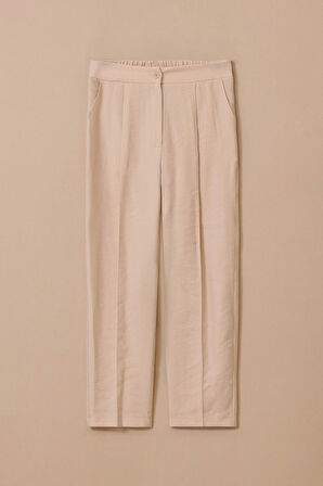 Kadın Yüksek Bel Bilek Boy Pantolon - Bej | 38