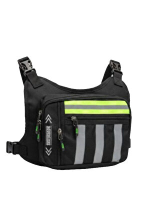 Motosiklet ve Bisiklet Kullanıcıları İçin Unisex Reflektörlü 3 Bölmeli Göğüs Çantası
