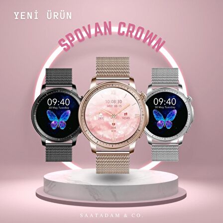 Spovan Papillon Crown Amoled Sesli Görüşme Tansiyon Kadın Akıllı Saat