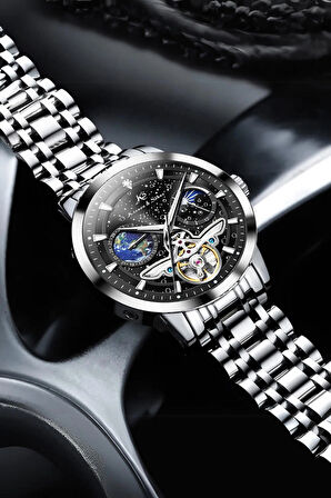 Kronen & Söhne KS7009 Day Night Tourbillon Mekanik Otomatik Erkek Çelik Kol Saati