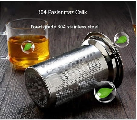700 Ml Süzgeçli Cam Çaydanlık Üstü Demlik Siyah