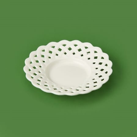 Paçi Dantel Motifli Porselen Çay Tabağı - Beyaz