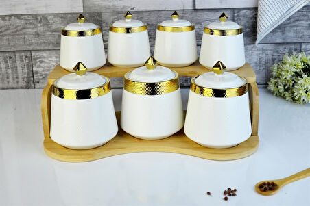 Paçi Baharat Seti Taliya 7 Li Bambu Stand Gold POR-101689