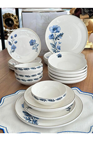 MD Mimoza Dekor Yemek Takımı 24 Parça 6 Kişilik Blue Violet