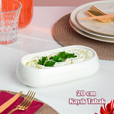 Porsima 900336 Porselen Kase Salata Kasesi Meze Tabağı Yemek Servis Tabağı Porselen Kayık Tabak