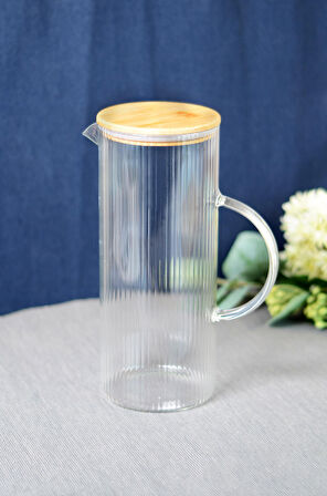Paçi Sürahi Alisa Çizgili Form Bambu Kapak 1500 Ml CAM-401350