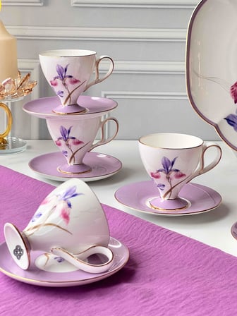 Türk Kahve Fincanı Veronica Iris 6 Kişilik 12 Parça
