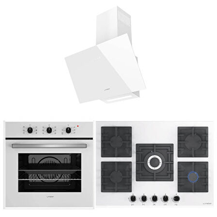 Lanova Mano 2106TW01 - G17402-105 - 3220W6 5'li Kare Beyaz Cam Ankastre Set
