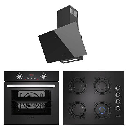 Lanova Black 3207B01 - G16400-201 - 3220B6 Siyah Cam Ankastre Set