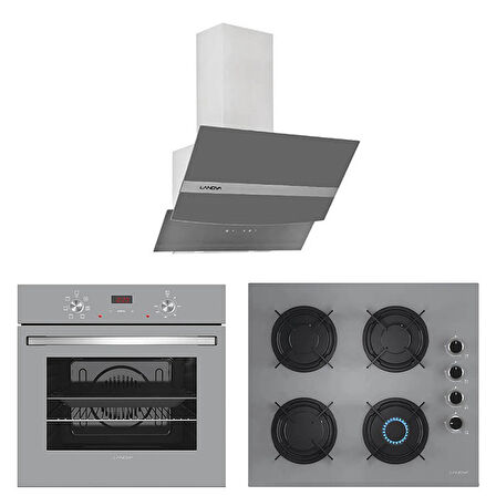 Lanova Gümüş 4406G01 - G16400-217 - E3130G6 Gri Cam Ankastre Set