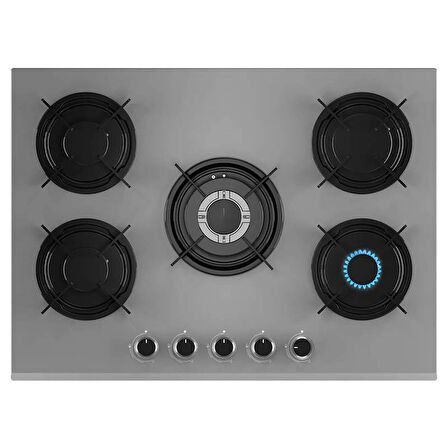 Lanova Gümüş 4406G01 - G17402-117 - E3130G6 5 Gözlü Gri Cam Ankastre Set