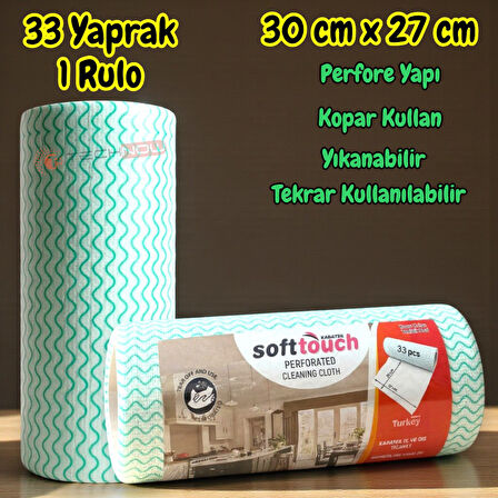 Technow Softtex 33 Yaprak Kopar Kullan Rulo Hassas Temizlik Bezi 27x30cm