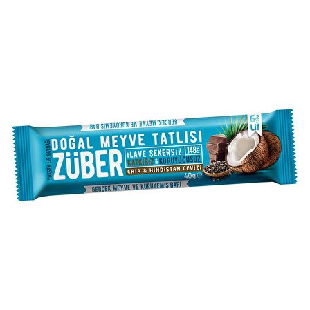 Chia ve Hindistan Cevizli Doğal Meyve Tatlısı (40 gr) - Züber