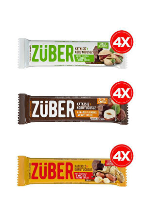  Züber Bol Kuruyemiş Meyve Bar Paketi  12 Adet (Antep Fıstıklı, Yer Fıstıklı ve Fındıklı Meyve Bar)