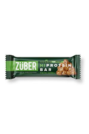Züber Vegan Hi-Protein Bar Fıstık Ezmeli 45 G - 12 Adet x 45Gr