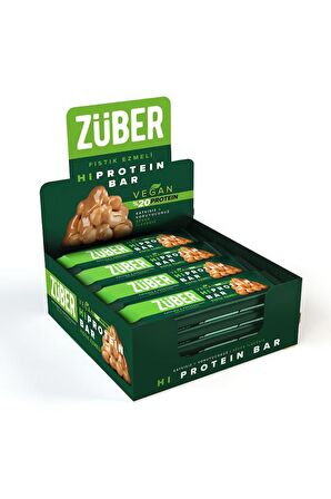Züber Vegan Hi-Protein Bar Fıstık Ezmeli 45 G - 12 Adet x 45Gr