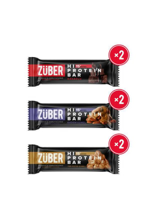 Hi Protein Bar Karma Paket 45g x 6 Adet (Kakaolu, Badem Ezmeli, Yer Fıstığı Ezmeli)