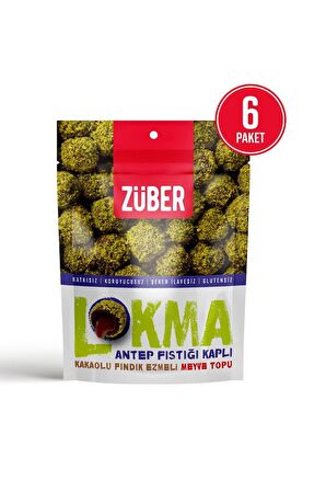 Lokma Antep Fıstığı Kaplı Kakaolu Fındık Ezmeli Meyve Topu 96g X 6 Paket