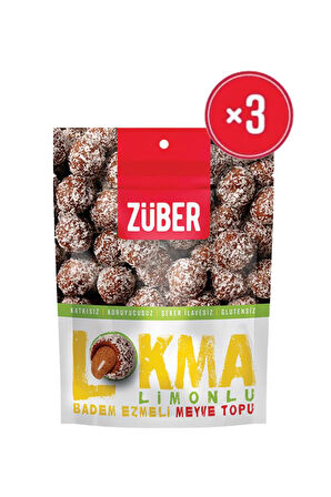 Züber Lokma Limonlu Badem Ezmeli Meyve Topu 96 gr X3 Adet