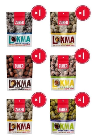 Lokma Fırsat Paketi 96 g x 6 Adet (Hindistan Cevizi, Antep Fıstığı, Kakao, Limon, Fındık)
