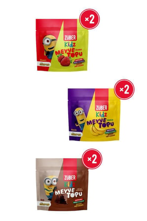 Kidz Meyve Topu Tanışma Paketi 42g x 6 Adet (Çilekli, Muzlu, Sütlü Kakaolu)