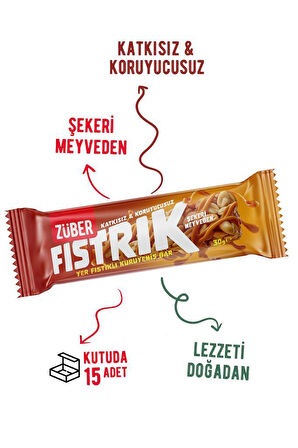 Züber Fıstrık Yer Fıstıklı Kuruyemiş Bar 30G x 15 Adet