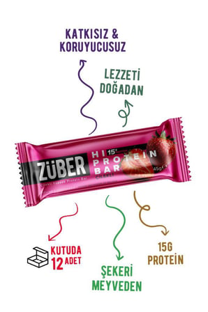Çilekli Hi Protein Bar 45g x 12 Adet (15g protein)
