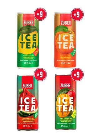 Ice Tea Soğuk Çay Deneme Paketi 250ml x 36 Adet (Limon, Şeftali, Karpuz&Nane, Mango)