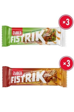 Fıstrık Antep Fıstıklı Kuruyemiş Bar 23g x 3 Adet + Fıstrık Yer Fıstıklı Kuruyemiş Bar 30g x 3 Adet