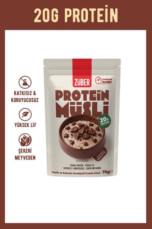 Kakaolu Kurabiyeli Yulaflı Protein Müsli (20g Protein) 70g x 3 Adet