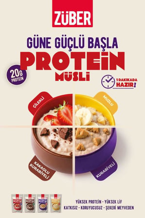 Kakaolu Kurabiyeli Yulaflı Protein Müsli (20g Protein) 70g x 3 Adet