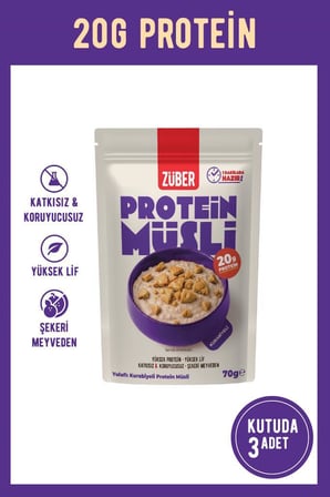 Sade Kurabiyeli Yulaflı Protein Müsli (20g Protein) 70g x 3 Adet
