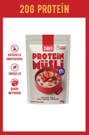 Çilekli Yulaflı Protein Müsli (20g Protein) 70g x 5 Adet