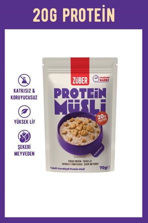 Yulaflı Protein Müsli Deneme Paketi (Muzlu,Çilekli,Sade Kurabiyeli,Kakaolu Kurabiyeli) 70g x 5 Adet