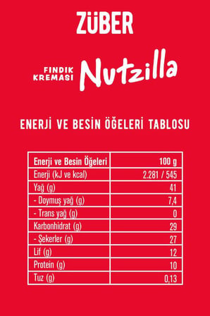 Nutzilla Fındık Kreması 315g x 1 Adet (Yeni) + Peanutzilla Kakaolu Yer Fıstığı Kreması 315g x 1 Adet
