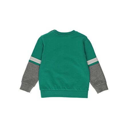 Panço Erkek Bebek Blok Renk Şeritli Baskı Detaylı Sweatshirt