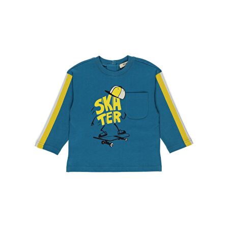 Panço Erkek Bebek Skater Baskılı Uzun Kollu T-shirt