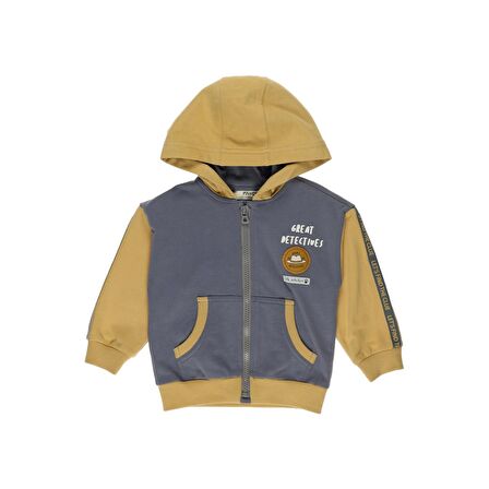 Panço Erkek Çocuk Etiket Detaylı Kapüşonlu Sweatshirt Antrasit