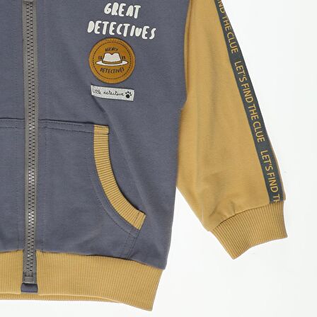 Panço Erkek Çocuk Etiket Detaylı Kapüşonlu Sweatshirt Antrasit