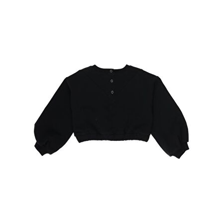 Panço Kız Bebek Kazayağı Desenli Tül Detaylı Sweatshirt