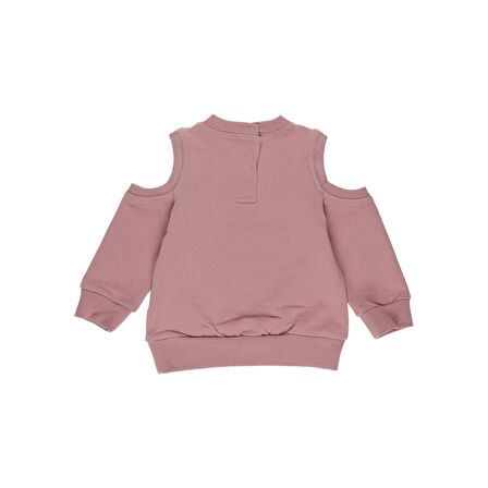 Panço Kız Bebek  Omuz Detaylı Baskılı Sweatshirt